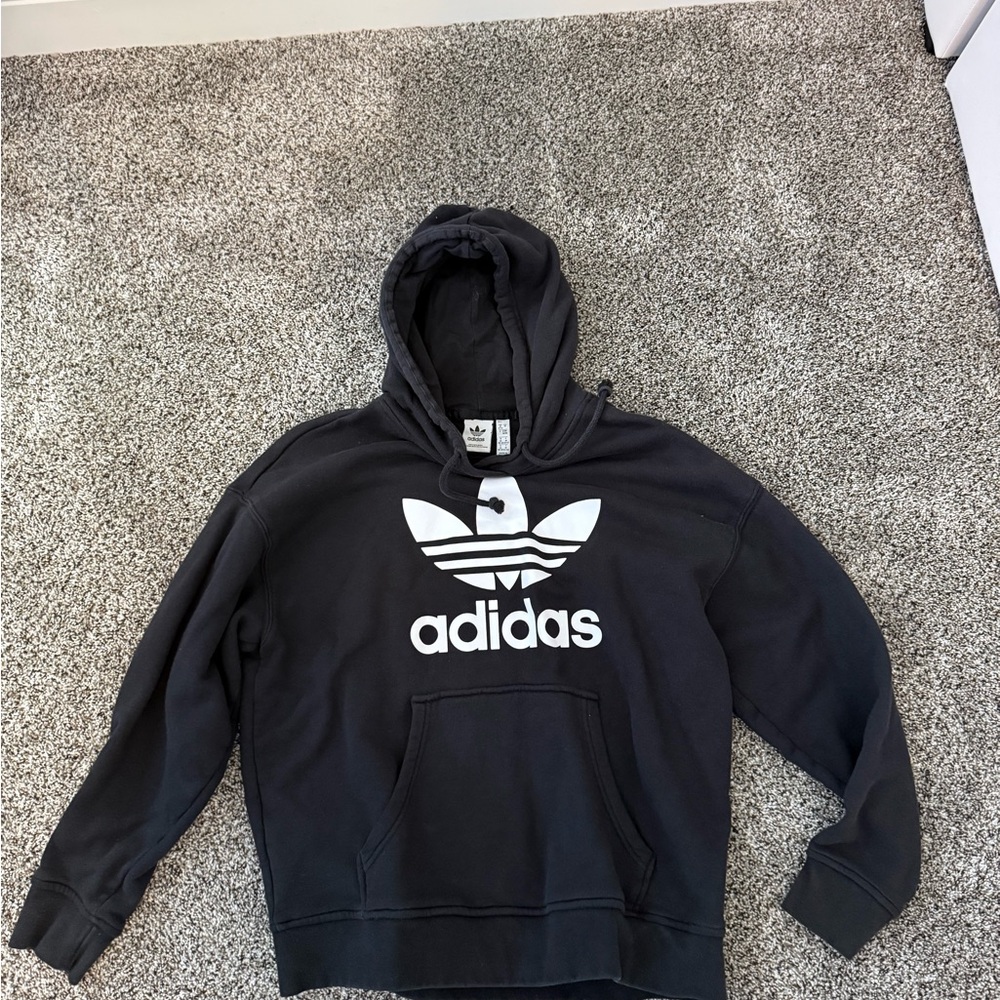 Adidas Black and White Logo Hoodie
